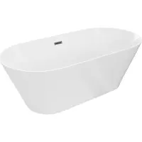 Mexen Luna Slim vrijstaande badkuip 170 x 75 , wit, overloop gun gray geborsteld - 52041707500-66