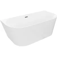 Mexen Oval Slim vrijstaande wandbadkuip 170 x 80 , wit, overloop gun metal - 52661708000-95