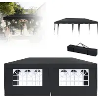 LZQ Opklapbare partytent, 3x6 meter, met UV-bescherming, waterdicht, in hoogte verstelbaar, tuintent met tas, opvouwbare feesttent, antracietkleurig