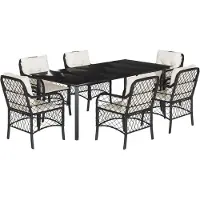 vidaXL 7-delige Tuinset met kussens poly rattan zwart