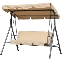 Angel Living Hollywood schommel tuinschommel 3-zits met zonnescherm - beige - ca. 170 x 110 x 152 cm