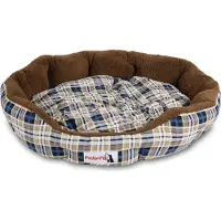 H4L Hondenbed, hondenmand, blauw geruit, 75 x 75 x 16 cm