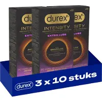 Durex Intensity Extra Glijmiddel Condooms - 10 stuks - Nieuwste generatie ultradunne, latexvrije condooms – Gedeelde lichaamswarmte x3