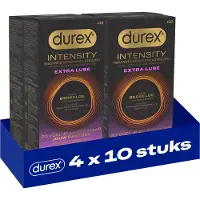 Durex Intensity Extra Glijmiddel Condooms - 10 stuks - Nieuwste generatie ultradunne, latexvrije condooms – Gedeelde lichaamswarmte x4
