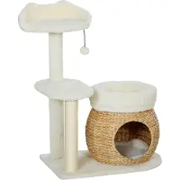 Fortuna Lai Kraboom 79 cm, kattenboom met kattenhol, bed, speelballen, krabpaal van sisal, geschikt voor katten tot 5 kg, crèmekleurig