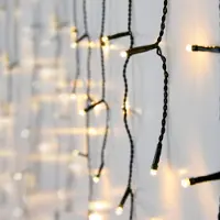 Spetebo IJslampjes, lichtgordijn, warm wit, voor buitengebruik, met stekker - 360 LED / 12 meter - IJskristal lichtketting met 80 lichtdraden