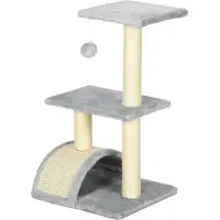 Fortuna Lai Kraboom 72 cm, kattenkooi met pluchen ballen, sisalstammen, platform en krabplank, lichtgrijs