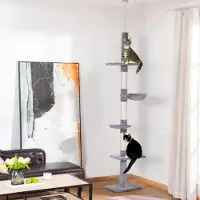 Fortuna Lai Kraboom: In hoogte verstelbaar, stabiele kattenboom met sisalpalen, klimboom voor katten, grijs, 40 x 34 x 230-260 cm