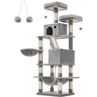 In And OutdoorMatch AndOutdoorMatch Luxe krabboom Kaitlyn - Voor katten - 168 cm - Grijs - Zachte kattenmand/hangmat - Katten speelgoed - Geschikt voor kleine kittens