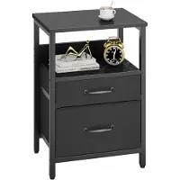 Sonstiges YMYNY Nachtkastje, bijzettafeltje, met stoffen lades, metalen frame, geschikt voor woonkamer en slaapkamer, zwart, model HST011B