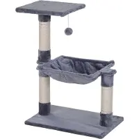 Fortuna Lai Klimboom voor katten, krabpaal met sisalstang, pluchen hangmat, spaanplaat, grijs, 50 x 36 x 70 cm