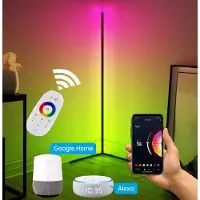 BOT Nordic slimme, hoekige vloerlamp met LED, model N2, 140 cm, WiFi, RGB, zwart