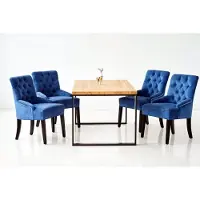 AEA Tisch + 6x Chesterfield Stuhl Gruppe Garnitur Polster Lehn Holz Esszimmer Stühle