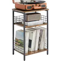 Sonstiges YMYNY Bijzettafeltje, rustieke stijl, bruin, met 3 niveaus, staande plankhouder, model HST009H