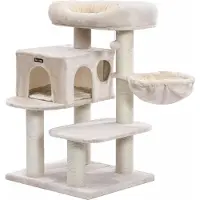 In And OutdoorMatch AndOutdoor Match Luxe krabboom voor katten Ollie – Beige – Zachte kattenmand-hangmat – Katten speelgoed – Geschikt voor kleine kittens – 70 x 60 x 112 cm