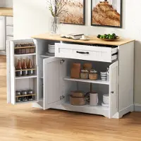 Merax dressoir/commode, met 3 deuren, 1 lade, modern buffetkast voor eetkamer, woonkamer, 107cm (breed), wit + naturel