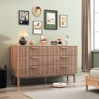 UnboxG Kommode met 6 lades, houten opbergkast, ladekast met natuurlijke houtlook voor woonkamer en slaapkamer