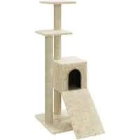 Syfax Kattenmeubel met sisal krabpalen 92 cm crèmekleurig