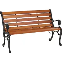 Mendler Tuinbank -O25, parkbank, houten bank voor twee personen, gietijzer en grenenhout, 132 cm ~ teak
