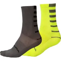 Endura Paar Gestreepte Coolmax Sokken Geel / Grijs || Maat: 37-42