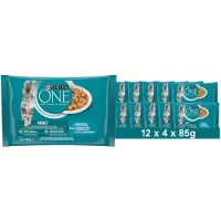 Purina One Adult nat kattenvoer, malse stukjes in saus met vis (12 x 4 x 85g)