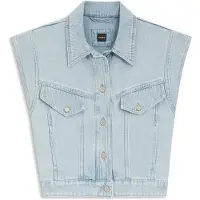 BOSS Regular-fit bodywarmer van blauw gemarmerd denim Maat XS
