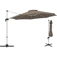 KOMFOTTEU Parasol 325 cm - zweefparasol - draaibaar - kantelbaar - aluminium stang - tuinparasol - voor tuinen en balkons