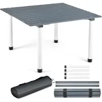 KOMFOTTEU Campingtafel, hout, oprolbaar, picknicktafel, inklapbaar, met draagtas, klaptafel, draagbaar en opvouwbaar, tuintafel, 69 x 69 x 42 cm, voor camping, feest, picknick, grijs