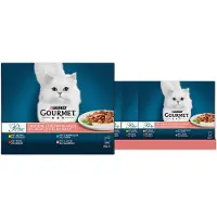 Gourmet PERLE Verfijnde reepjes in saus (kip, rundvlees, tonijn, zalm) (4 x 24 x 85g)