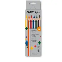 Lamy 4plus Kleurpotloden Set – 6 Stuks | Ergonomisch Driehoekig Ontwerp | Superdikke Breukvaste Punt | Intense Kleuren | Voor Links- & Rechtshandige Kinderen