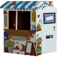 BANKERS BOX marktkraam XL om te kleuren, golfkarton, insteeksysteem, deuren & toonbank, FSC-gecertificeerd, 1088 x 940 x 940 mm, vanaf 3 jaar, wit
