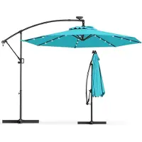 KOMFOTTEU Parasol Ø 300 cm - zweefparasol Solar LED - draaibaar - kantelbaar - tuinparasol met verlichting - voor tuinen en balkons