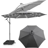 KOMFOTTEU Parasol 300 cm - zweefparasol Solar LED - met zandzakken - met verlichting - draaibaar - kantelbaar - tuinparasol - voor tuinen en balkons