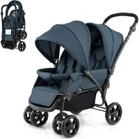 Northix Een inklapbare kinderwagen voor tweelingen, met verstelbare rugleuning en een draagvermogen van 30 kg