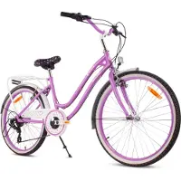 Sun baby 24-inch kinderfiets voor meisjes, stadsfiets voor de communie, Shimano 7-versnellingsfiets, paars