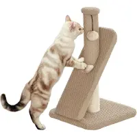 PawHut Kratzbaum 54 cm Hoch Kratzsäule Kratzstamm mit Spielball, Sisal-Katzenkratzbaum Katzenbaum für kleine Katzen, Katzen Kratzmöbel, Cremeweiß