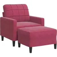 vidaXL Fauteuil met voetenbank 60 cm fluweel wijnrood