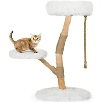 Northix Kartonnen krabpaal voor katten met 3 pluchen plateaus en sisaltouwen, 90 cm
