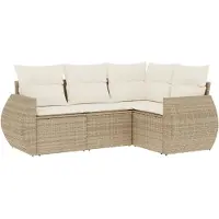 vidaXL 4-delige tuinmeubelset met kussens, beige, polyrotan