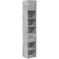 Syfax Opbergkast smal 40x42,5x225 cm bewerkt hout betongrijs