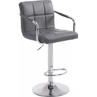In And OutdoorMatch And OutdoorMatch Moderne barkruk met rugleuning Zoie - 1 stuks - Ergonomisch - Barstoel voor keuken of kantine - Grijs - In hoogte verstelbaar 61-81 cm