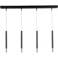 Masterlight Zwarte eettafel hanglamp Flute 4-lichts design cilinders