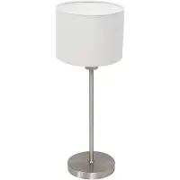 Mexlite Tafellamp Noor 4414ST – Geborsteld staal met witte linnen kap
