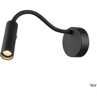 SLV LED-wandlamp Karpo Goose, dimbaar, zwart, Slaapkamer, Aluminium, Modern, LED wandlamp