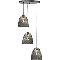 Highlight 3 Lichts Hanglamp Fantasy Zwart Met Bruin Glas Rond
