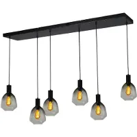 Masterlight 6-lichts hanglamp - zwart - Porto met Nicolette green glazen