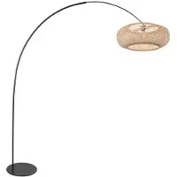Steinhauer Zwarte vloerlamp Curve 4273ZW met naturelkleurige gevlochten bamboe kap – Uniek design en functioneel gebruik