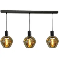 Masterlight Zwarte hanglamp eetkamer Bounty 3-lichts rond glas