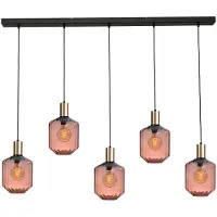 Masterlight 5 Lichts Hanglamp Goud Porto Met Jagger Red Glazen Ø 24cm