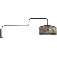 Steinhauer Zwarte Wandlamp Bloeba 4181ZW met naturel / zwart bamboe kap